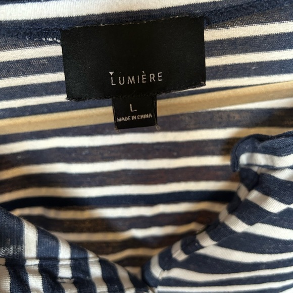 Navy stripped button tee - Picture 2 of 2